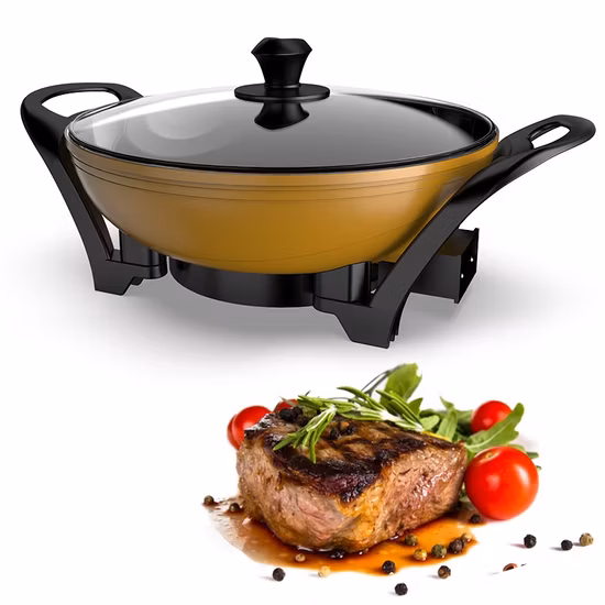 Home Appliance Temperature Control and Dishwasher Safe Electric Pans Parts Korean BBQ Grill Electric Indoor Cheese Frying Pan