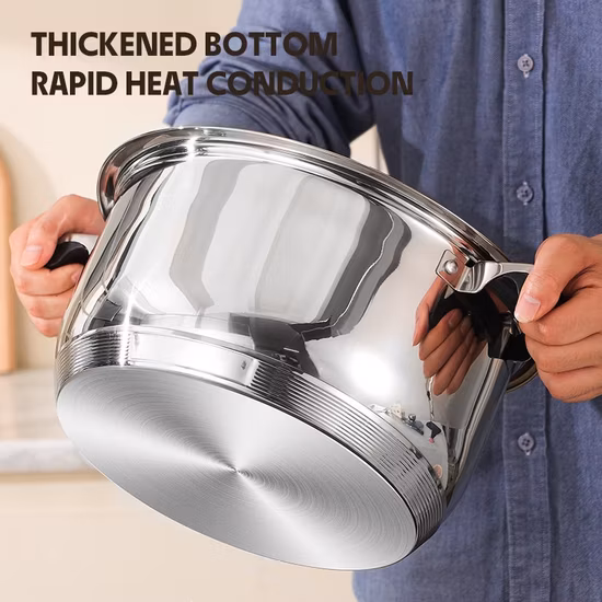 ゴールデンハンドル食器洗い機対応、IH対応、ブルーガラス蓋ステンレススチール調理器具